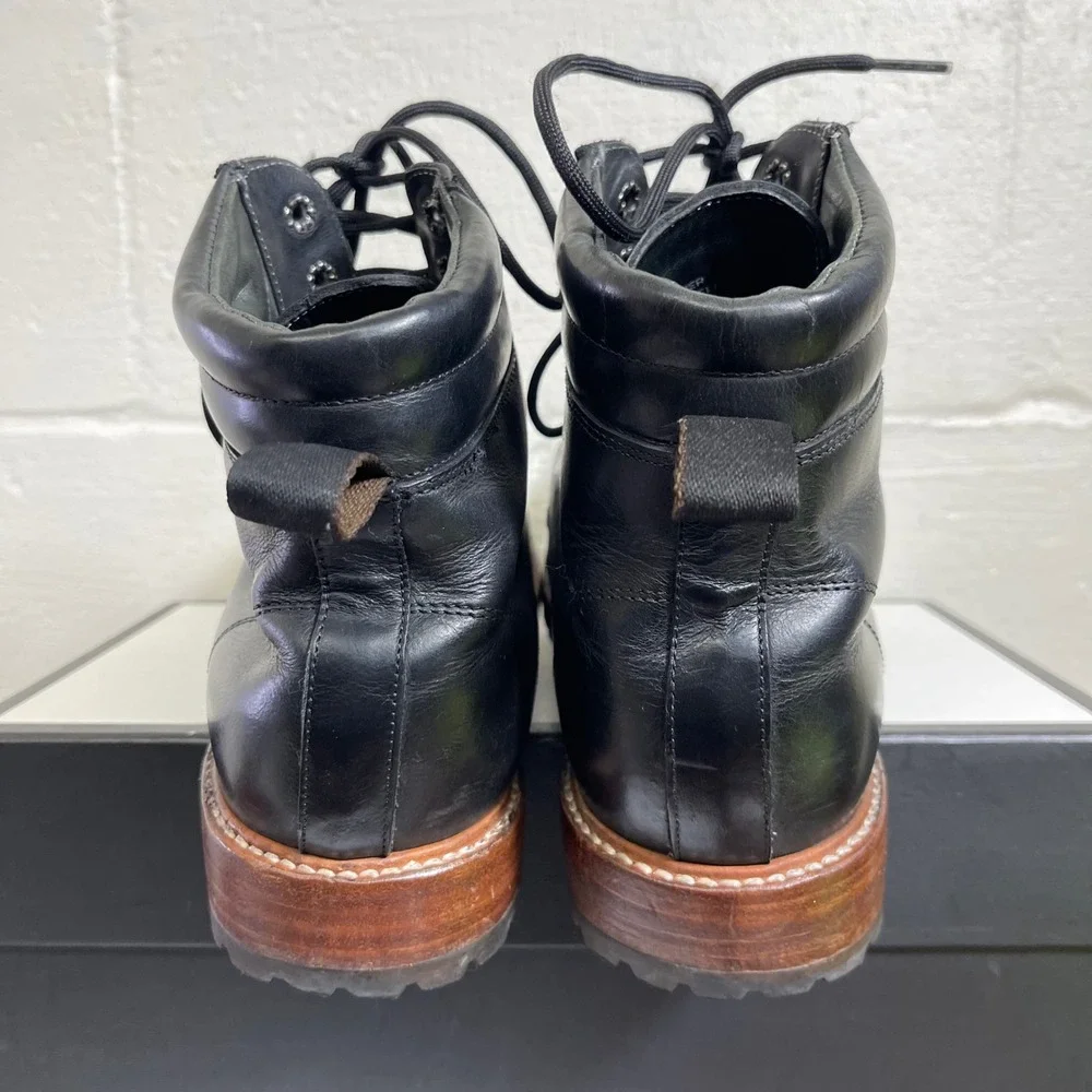 Wilcox Shiloh Black Leather Lug Goodyear Welt Ankle Boots Lace up Women's 11.5